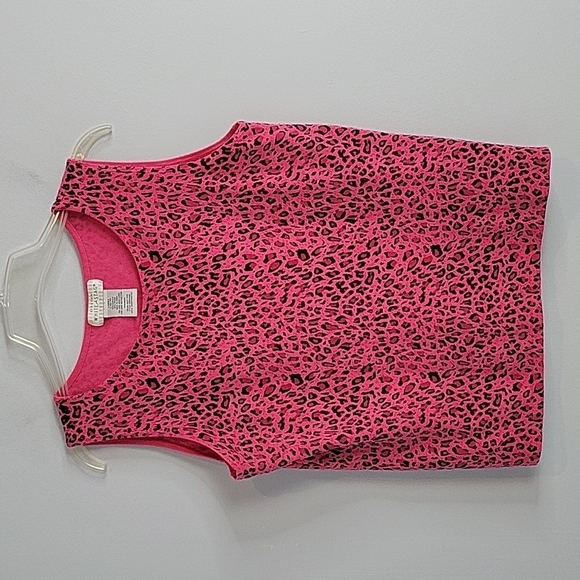 White Stag Bright Pink Leopard Cheetah Animal Print  Knit Tank Top Size Large - Picture 1 of 6